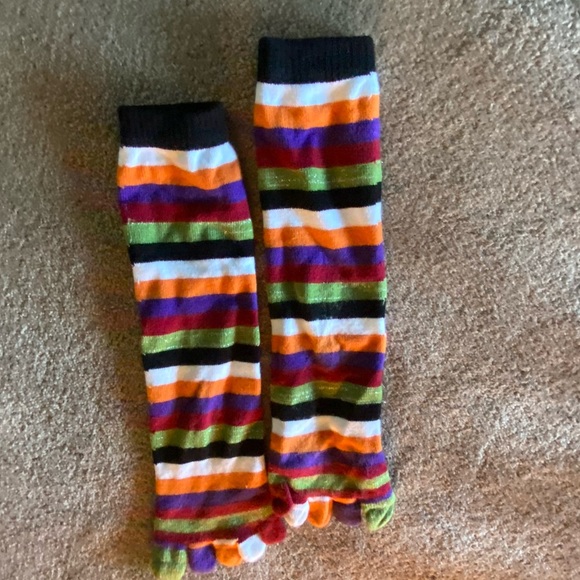 Women’s Stipe Colorful Gold Glitter Toe Socks - NWOT - Picture 2 of 3